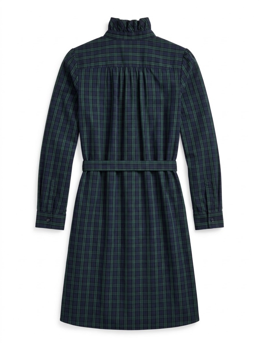 Brooks Brothers Supima Cotton Plaid Ruffle Shirt Dress 4 - Picture 3 of 6